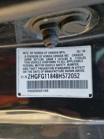 2HGFG11848H572052 - 2008 HONDA CIVIC EX BLACK photo 13