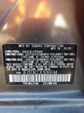 JF2GTACC3L9269144 - 2020 SUBARU CROSSTREK PREMIUM Grau Foto 12