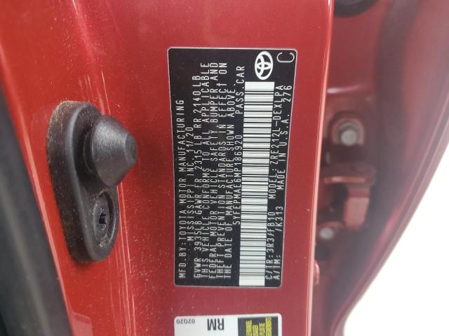 5YFEPMAE6MP186920 - 2021 TOYOTA COROLLA LE 红色 照片 12