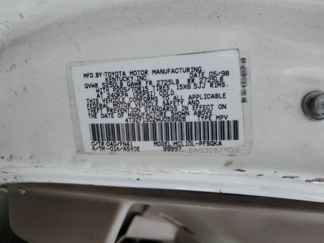 4T3ZF13C2WU059928 - 1998 TOYOTA SIENNA LE 白色 照片 13