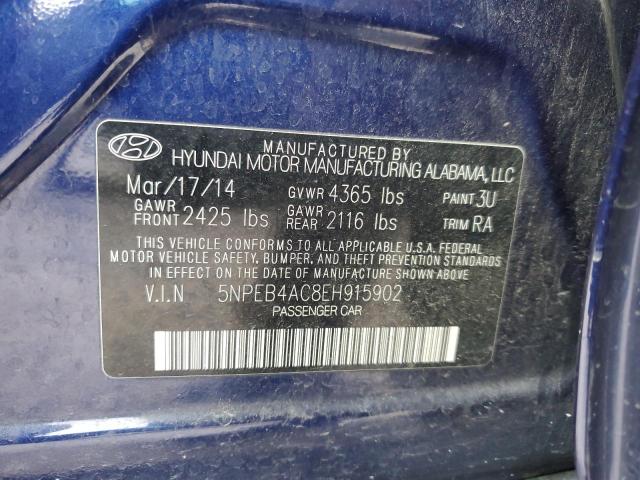 5NPEB4AC8EH915902 - 2014 HYUNDAI SONATA GLS BLUE photo 12