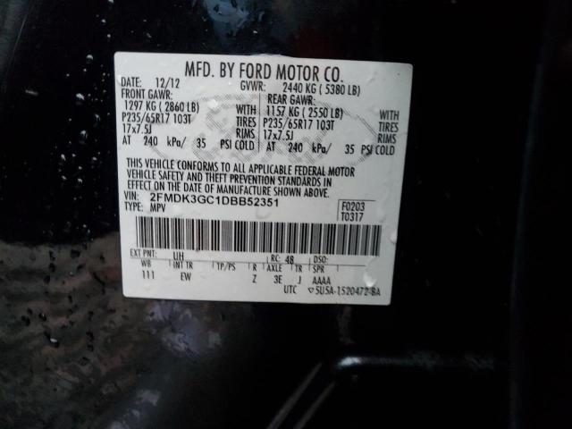 2FMDK3GC1DBB52351 - 2013 FORD EDGE SE BLACK photo 13