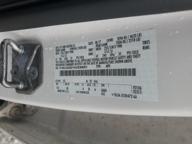 1FMCU0GD1HUE84061 - 2017 FORD ESCAPE SE WHITE photo 13