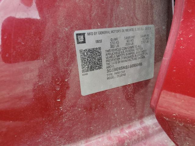 3G1BE6SM2JS655065 - 2018 CHEVROLET CRUZE LT წითელი ფოტო 12