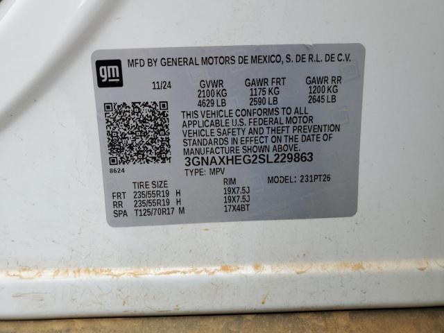 3GNAXHEG2SL229863 - 2025 CHEVROLET EQUINOX LT WHITE photo 13