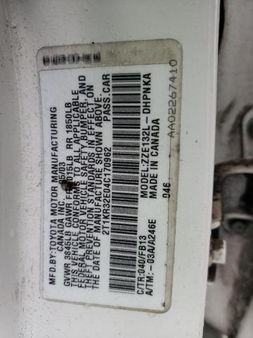 2T1KR32E04C170962 - 2004 TOYOTA COROLLA MA XR WHITE photo 12