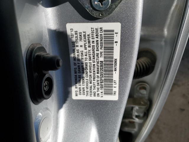 19XFB2F53EE203658 - 2014 HONDA CIVIC LX SILVER photo 13