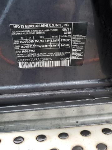 4JGBB8GB4BA739826 - 2011 MERCEDES-BENZ ML 350 4MATIC GRAY photo 13