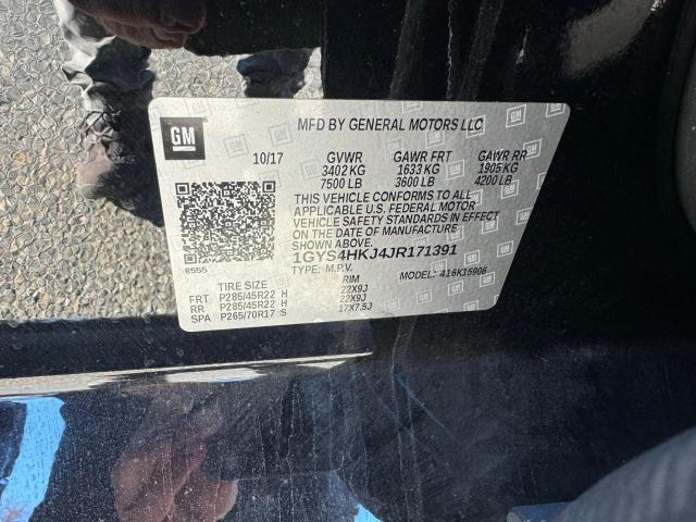 1GYS4HKJ4JR171391 - 2018 CADILLAC ESCALADE ESV LUXURY BLACK photo 10