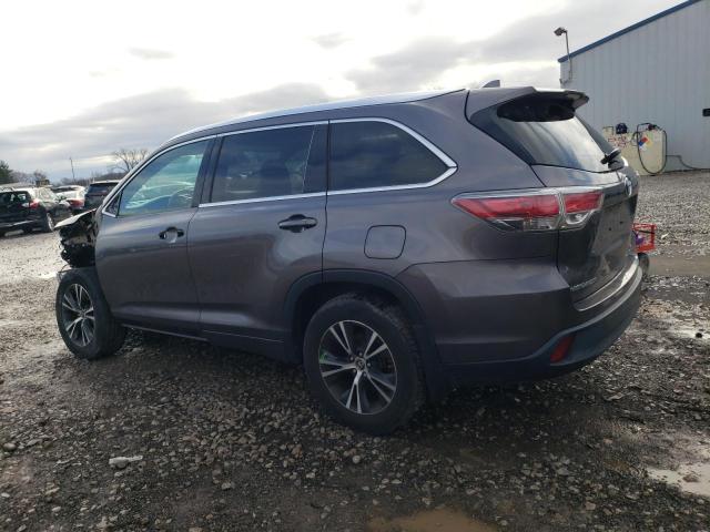 5TDJKRFH1GS251469 - 2016 TOYOTA HIGHLANDER XLE CHARCOAL photo 2
