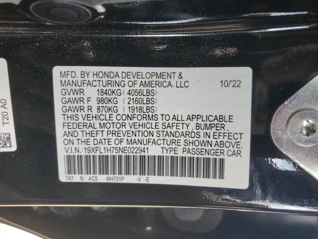 19XFL1H75NE022941 - 2022 HONDA CIVIC EXL 黑色 照片 12