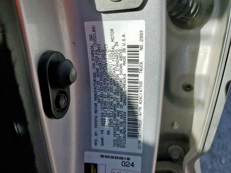 5TEJU62N06Z183459 - 2006 TOYOTA TACOMA DOUBLE CAB PRERUNNER SILVER photo 13