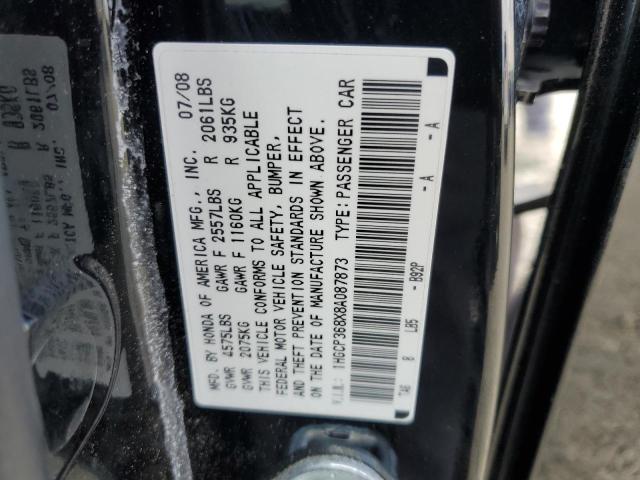 1HGCP368X8A087873 - 2008 HONDA ACCORD EXL BLACK photo 12