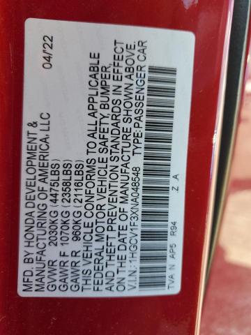 1HGCV1F3XNA048548 - 2022 HONDA ACCORD SPORT 红色 照片 12
