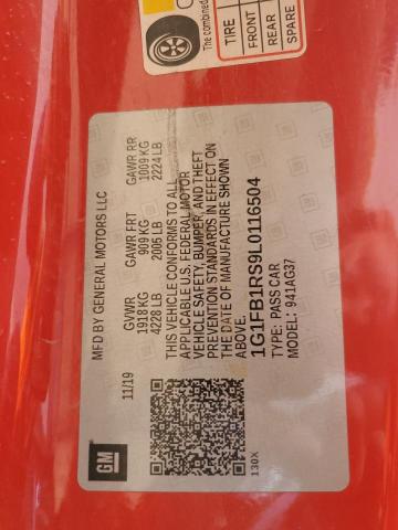 1G1FB1RS9L0116504 - 2020 CHEVROLET CAMARO LS RED photo 13