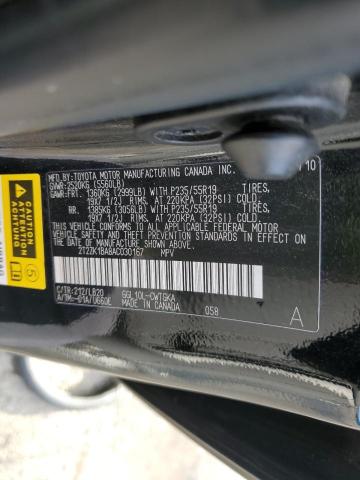 2T2ZK1BA8AC030167 - 2010 LEXUS RX 350 BLACK photo 13