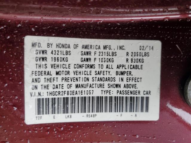 1HGCR2F80EA161057 - 2014 HONDA ACCORD EXL MAROON photo 13