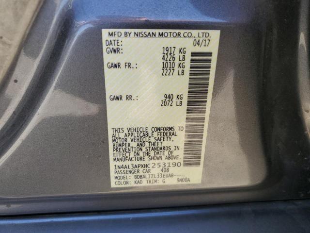 1N4AL3APXHC253190 - 2017 NISSAN ALTIMA 2.5 GRAY photo 12