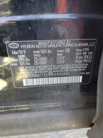 5NMZTDLB3HH046842 - 2017 HYUNDAI SANTA FE S შავი ფოტო 13