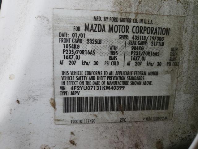 4F2YU07131KM40399 - 2001 MAZDA TRIBUTE DX 双色 照片 13