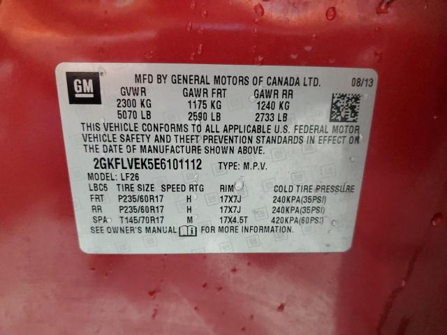 2GKFLVEK5E6101112 - 2014 GMC TERRAIN SLE წითელი ფოტო 13