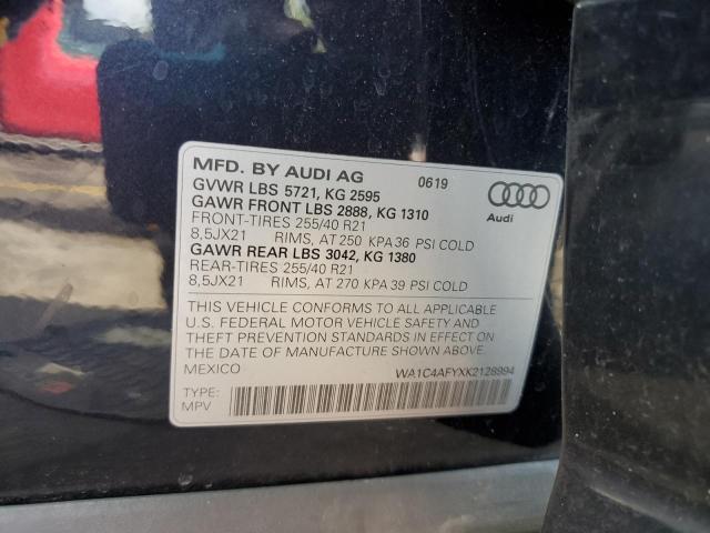 WA1C4AFYXK2128994 - 2019 AUDI SQ5 PRESTIGE შავი ფოტო 13