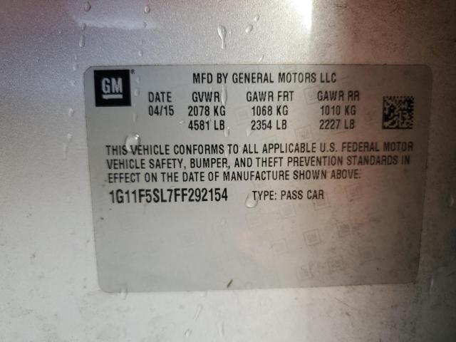 1G11F5SL7FF292154 - 2015 CHEVROLET MALIBU LTZ ვერცხლისფერი ფოტო 12