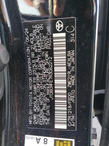 JTDBCMFE7R3062212 - 2024 TOYOTA COROLLA LE Czarny zdjęcie 12