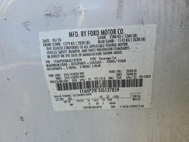 1FAHP2E88JG127859 - 2018 FORD TAURUS SEL WHITE photo 12