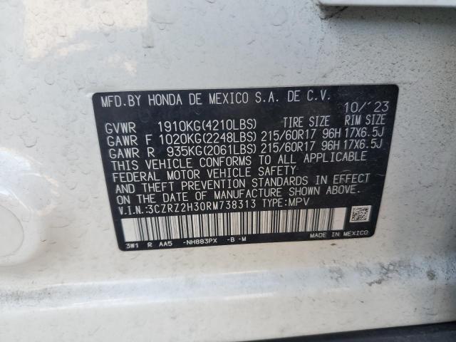 3CZRZ2H30RM738313 - 2024 HONDA HR-V LX Weiß Foto 13