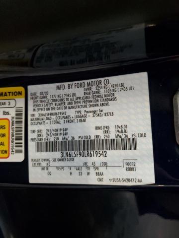 3LN6L5F90LR619542 - 2020 LINCOLN MKZ RESERVE ლურჯი ფოტო 12