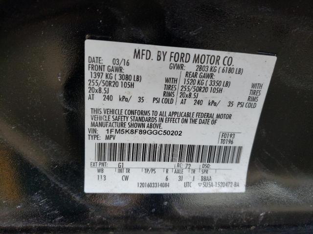 1FM5K8F89GGC50202 - 2016 FORD EXPLORER LIMITED Qara foto 13