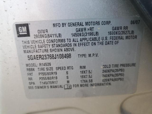 5GAER23768J108498 - 2008 BUICK ENCLAVE CXL ვერცხლისფერი ფოტო 13