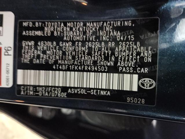 4T4BF1FK4FR494503 - 2015 TOYOTA CAMRY LE ლურჯი ფოტო 13