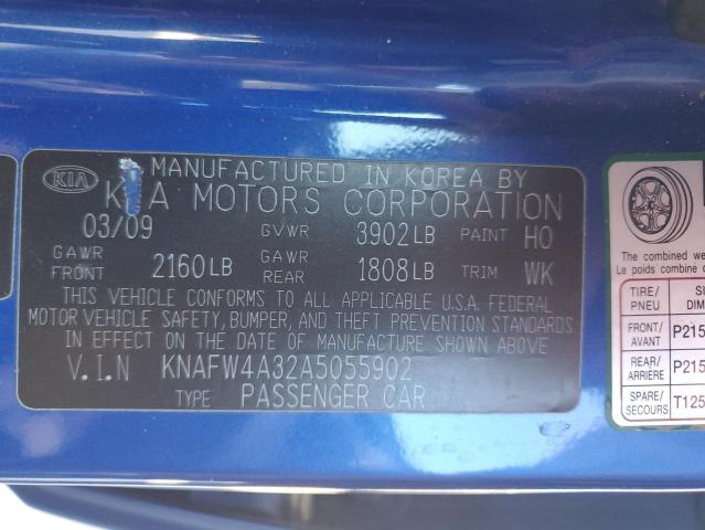 KNAFW4A32A5055902 - 2010 KIA FORTE SX BLUE photo 12