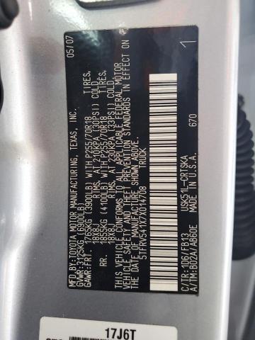 5TFRV541X7X014708 - 2007 TOYOTA TUNDRA DOUBLE CAB SR5 SILVER photo 12