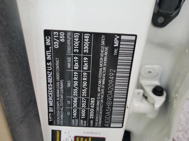 4JGDA5HB9DA209492 - 2013 MERCEDES-BENZ ML 350 4MATIC WHITE photo 13