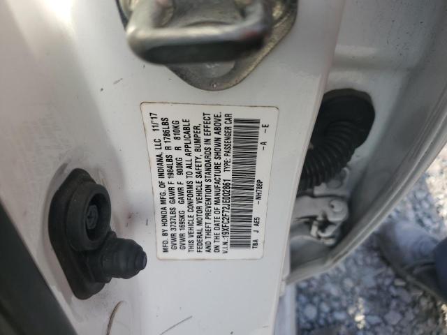 19XFC2F72JE002861 - 2018 HONDA CIVIC EX თეთრი ფოტო 12