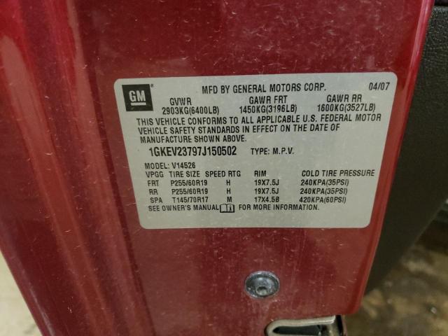 1GKEV23797J150502 - 2007 GMC ACADIA SLT-1 RED photo 13