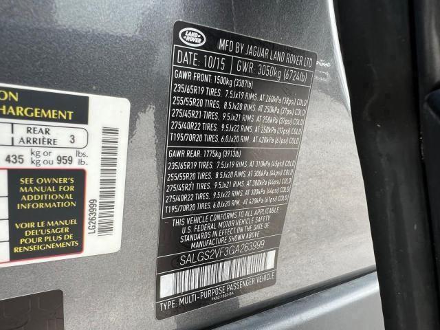 SALGS2VF3GA263999 - 2016 LAND ROVER RANGE ROVE HSE GRAY photo 15