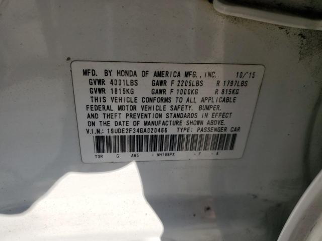 19UDE2F34GA020466 - 2016 ACURA ILX BASE WATCH PLUS WHITE photo 12