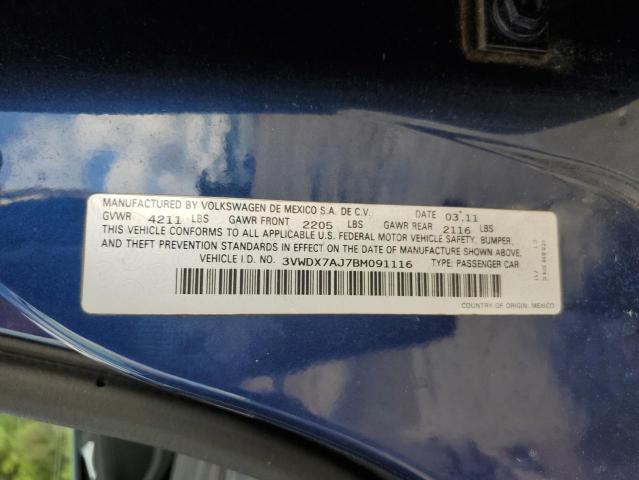 3VWDX7AJ7BM091116 - 2011 VOLKSWAGEN JETTA SE BLUE photo 13