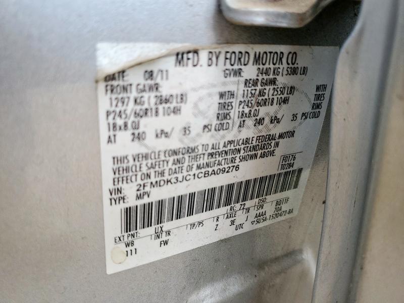 2FMDK3JC1CBA09276 - 2012 FORD EDGE SEL ნაცრისფერი ფოტო 13