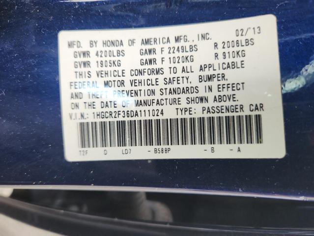 1HGCR2F36DA111024 - 2013 HONDA ACCORD LX Mavi fotoğraf 13