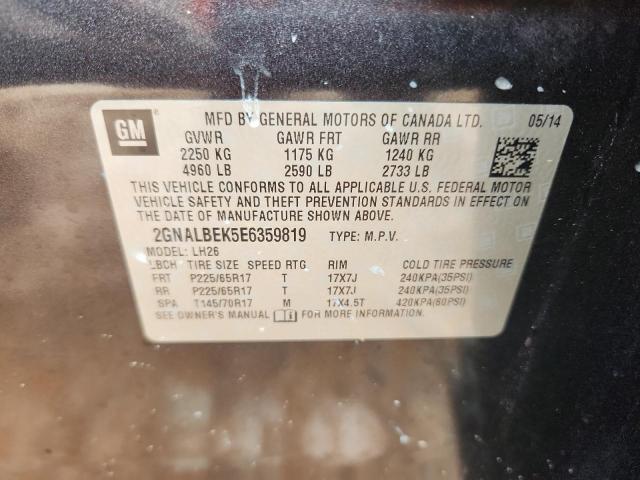 2GNALBEK5E6359819 - 2014 CHEVROLET EQUINOX LT Գրաֆիտ լուսանկար 14