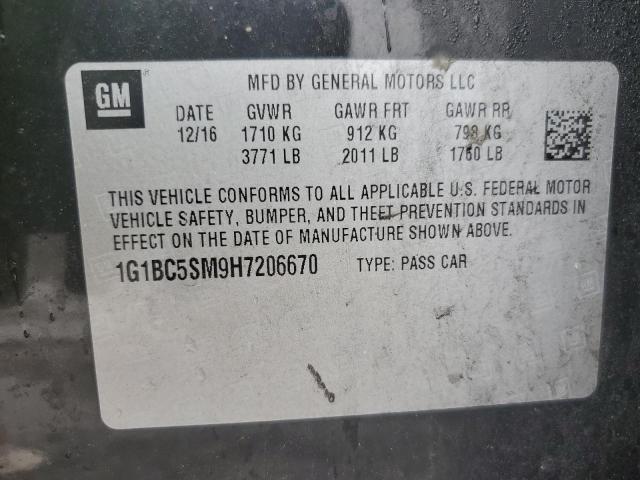 1G1BC5SM9H7206670 - 2017 CHEVROLET CRUZE LS 黑色 照片 12