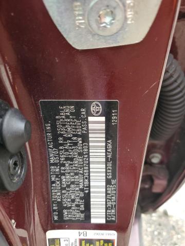 4T1BK36B87U241803 - 2007 TOYOTA AVALON XL MAROON photo 12