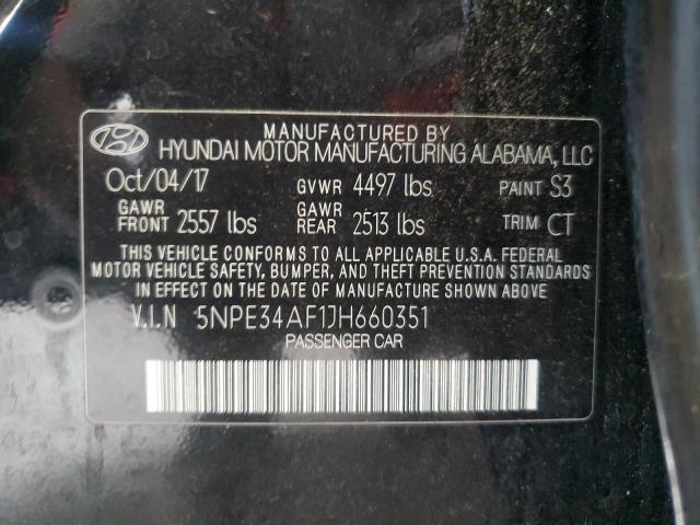 5NPE34AF1JH660351 - 2018 HYUNDAI SONATA SPORT أسود صورة 12