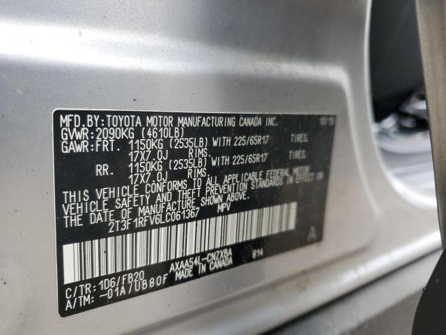 2T3F1RFV6LC061367 - 2020 TOYOTA RAV4 LE ვერცხლისფერი ფოტო 13