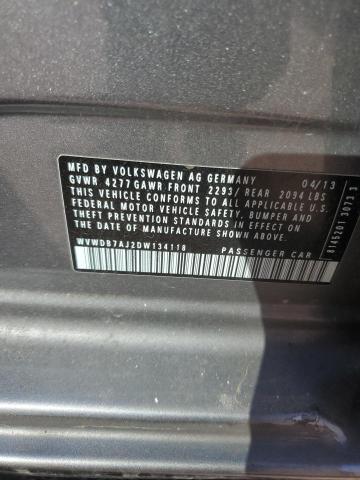 WVWDB7AJ2DW134118 - 2013 VOLKSWAGEN GOLF 灰色 照片 12